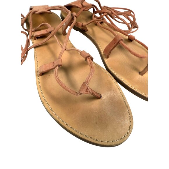 SIZE 9.5 Madewell The Boardwalk Tan Leather Strappy Gladiator Sandals - Picture 5 of 9